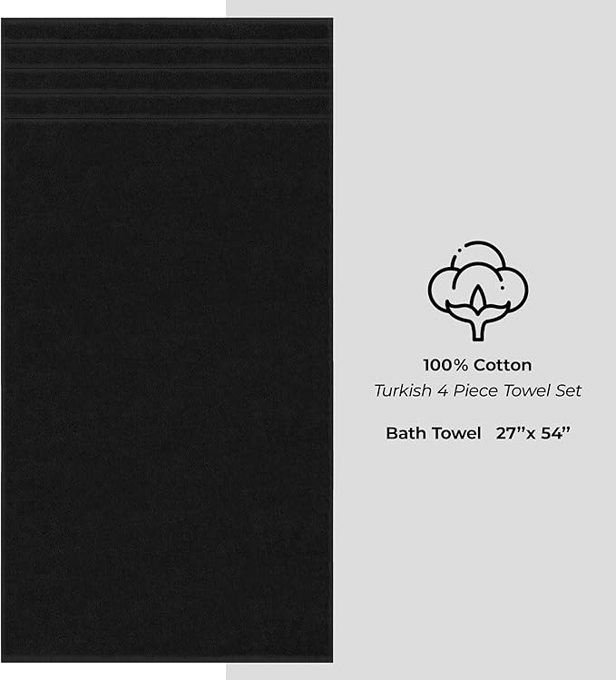 American Soft Linen Luxury 4 Piece Bath Towel Set, 600 GSM 100% Cotton Turkish - Image 4
