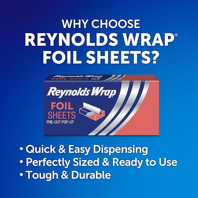 Reynolds Wrap Pre-Cut Pop-Up Aluminum Foil Sheets, 14 x 10.25 Inches, 50 Sheets - Image 2