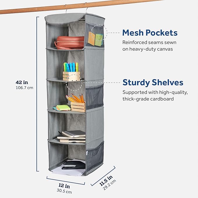 ZOBER Hanging Closet Organizer, 5-Shelf - Image 2