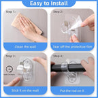 ANDGOO 10 Pack No Drill Curtain Rod Brackets, Renter Friendly Self Adhesive - Image 4