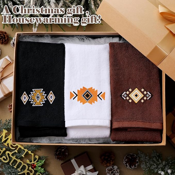 3 Pcs Western Aztec Hand Towels Southwestern Bathroom Decor Southwest Sunset - Image 6