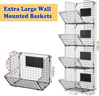 X-cosrack Metal Wire Basket Wall Mount, 4 Tier Extra Large Wall Storage Basket - Image 5