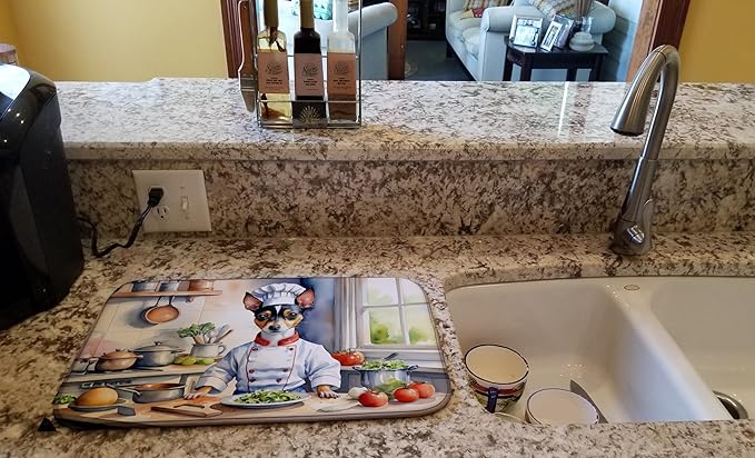 Caroline's Treasures DAC6313DDM Rat Terrier The Chef Dish Drying Mat Absorbent - Image 2