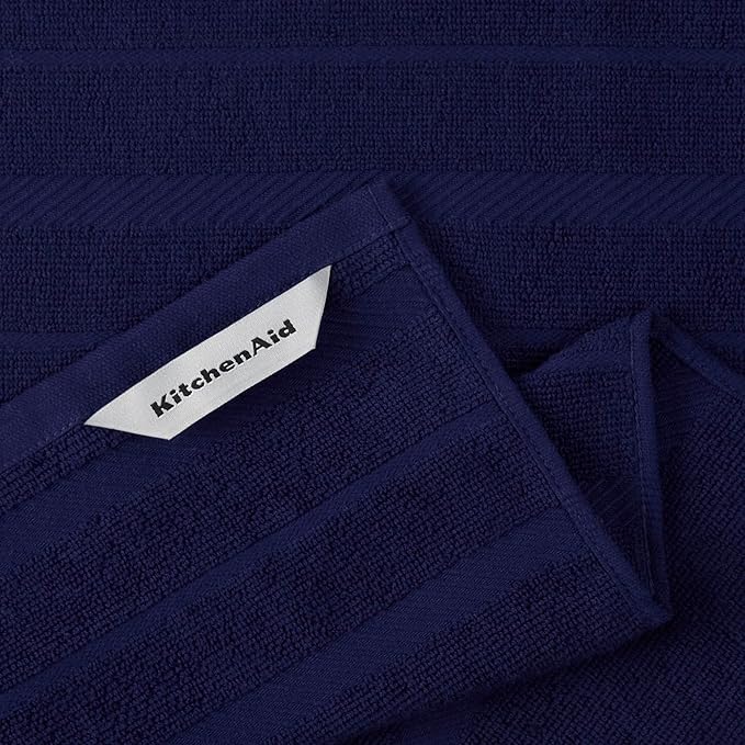 KitchenAid Albany Kitchen Towel 4-Pack Set, Cobalt Blue/White - Image 3