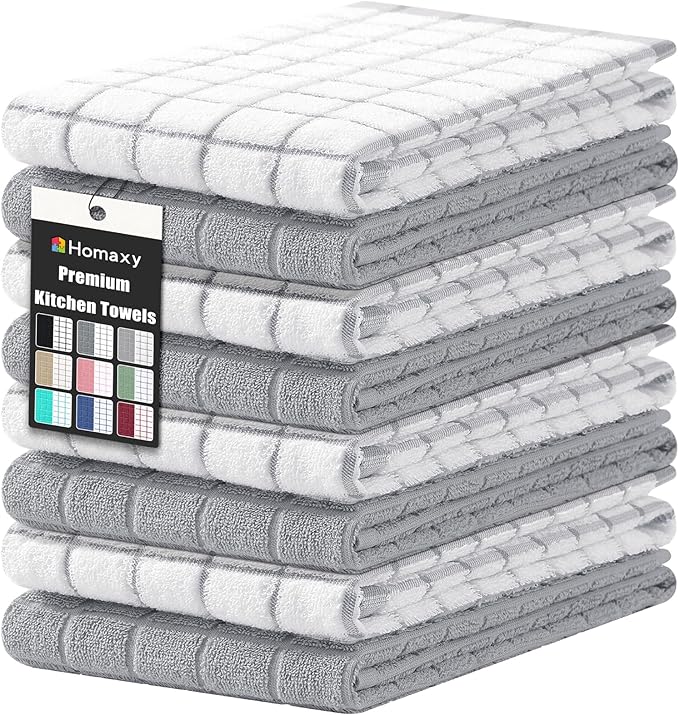 Homaxy Premium Cotton Kitchen Towels 16"x 28", Large Natural Ring Spun 390 GSM by Homaxy