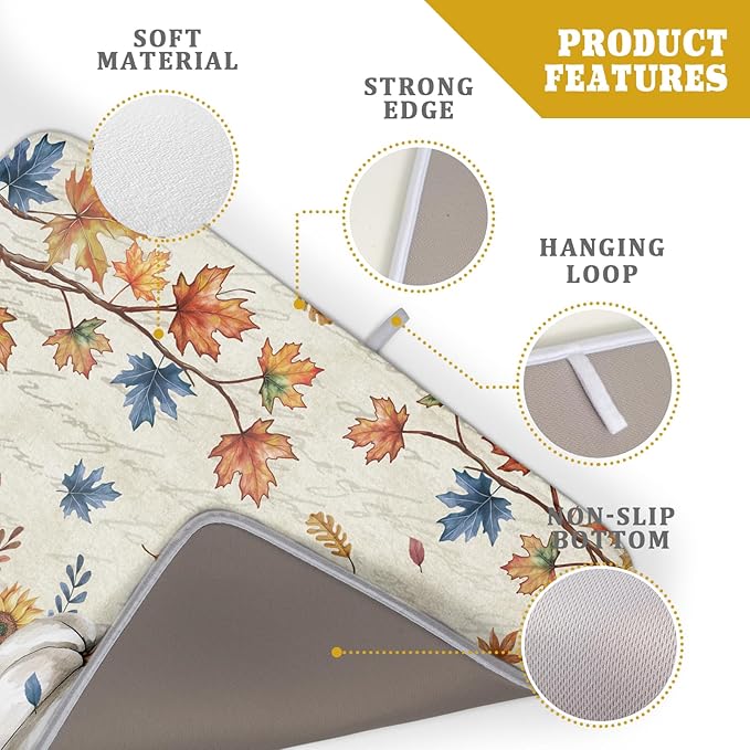 Fall Pumpkin Dish Drying Mat for Kitchen Counter 18x24 Inch Vintage Autumn - Image 4