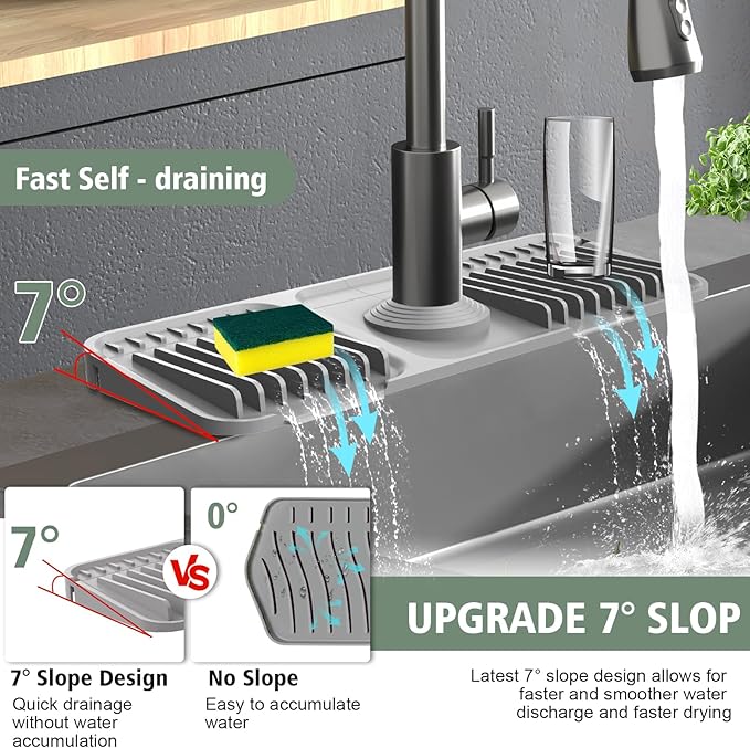 14.6-Inch Kitchen Sink Splash Guard Mat | 7° Slope - Image 4