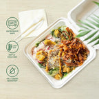 Freshware Compostable 9x9" Clamshell Take Out Food Containers - Image 4
