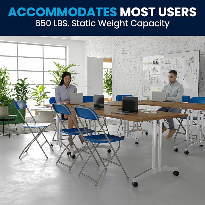 Flash Furniture Hercules Series Plastic Folding Chair - Blue - 6 Pack 650LB Weight Capacity Comfortable Event Chair-Lightweight Folding Chair - Image 10
