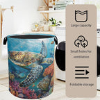 Sea Turtle Foldable Canvas Laundry Basket - Image 7