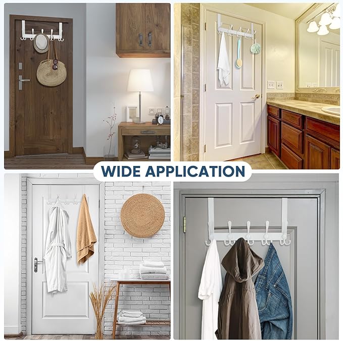 TICONN Over The Door Hooks, 5 Heavy Duty Tri Coat Rack All Metal Coat Hanger - Image 7