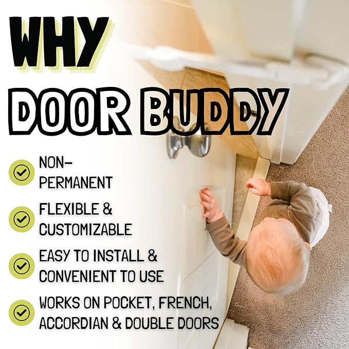 Door Buddy Child Proof Door Lock & Cat Door Stopper. Adjustable Door Strap - Image 6