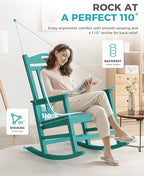 Ciokea Oversized Outdoor Rocking Chairs Set of 4, 380lbs Heavy-Duty Large Patio Rocker, High Back Cozy Porch Chairs, Weather Resistant Patio Rocking Chairs for Outside, Fire Pit, Deck, Aruba Blue - Image 5