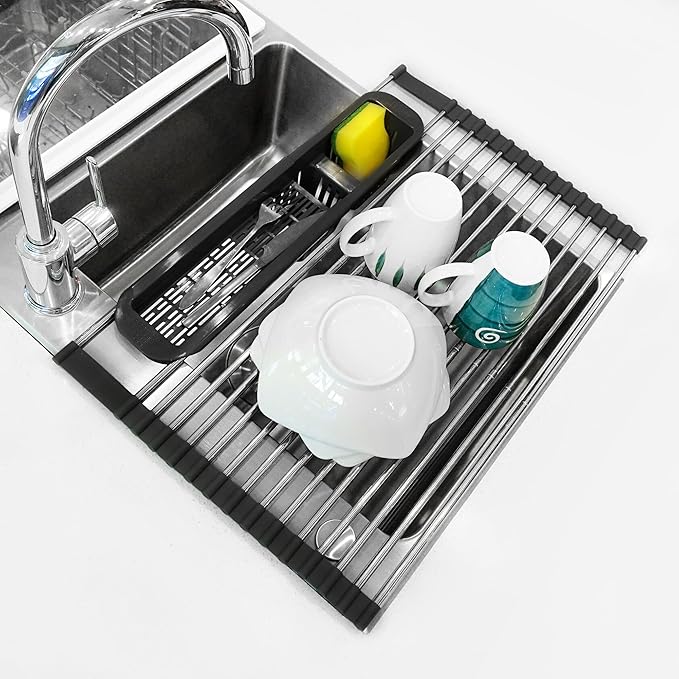 Roll Up Dish Drying Rack Over The Sink, 304 Stainless Stee Dish Drainer by Dolreiik