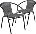Flash Furniture Lila 2 Pack Gray Rattan Indoor-Outdoor Restaurant Stack Chair by FlashFurniture