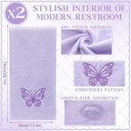 2 Pcs Butterfly Hand Towels Light Purple Bathroom Decor 14x29 Inch Embroidered - Image 3