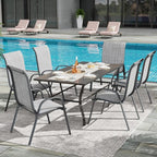 UDPATIO Patio Chairs Set of 6, Stackable Outdoor Dining Chairs for All Weather, Outdoor Furniture with Breathable Textilene Fabric, 350LBS Capacity, for Garden, Backyard, Deck (Light Grey) - Image 2
