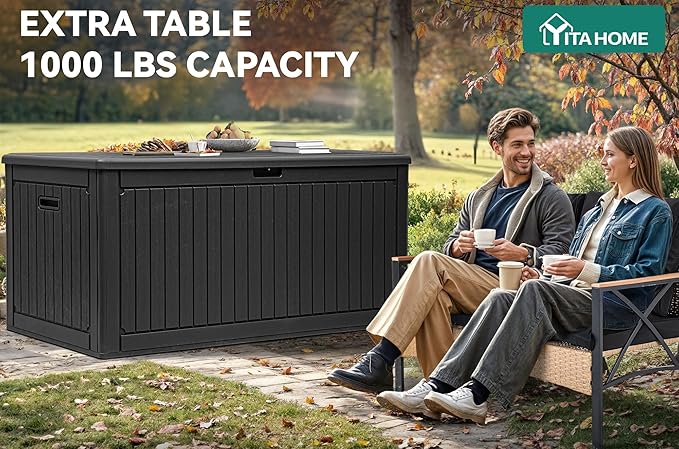 YITAHOME 260 Gallon Large Deck Box with Divider & Side Handles, Outdoor Double-Wall Storage for Patio Furniture Cushions, Garden Pool Accessories, Water Resistant & Lockable - Image 7
