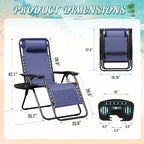 Homall Zero Gravity Chair Patio Folding Lawn Outdoor Lounge Gravity Camp Reclining Lounge Chair with Cup Holder Pillows for Poolside Backyard and Beach Set of 2 (Blue) - Image 3