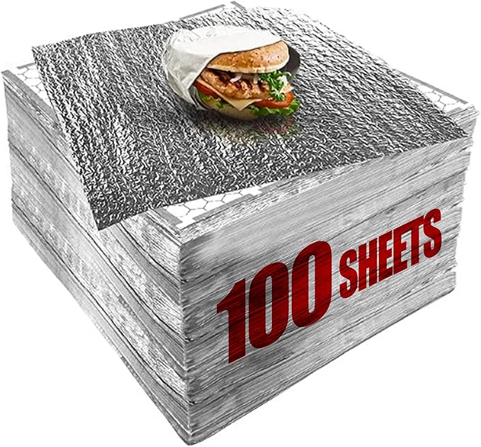 100 Packs Heavy Duty Insulated Aluminum Foil Sheets – 14" x 10.3" Disposable by Unknown