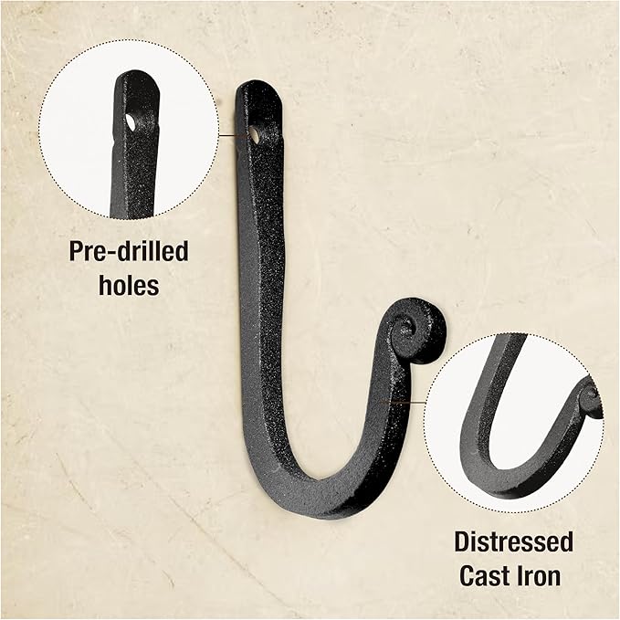 Larger Railroad Spike Cast Iron Hooks Handmade Blacksmith, Wall Mounted - Image 8