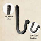 Larger Railroad Spike Cast Iron Hooks Handmade Blacksmith, Wall Mounted - Image 8