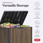 Keter Signature Everwood 30 Gallon Resin Deck Box for Outdoor Storage – Weather‑Resistant Balcony & Patio Box for Cushions, Throw Pillows & Garden Tools, Walnut - Image 5