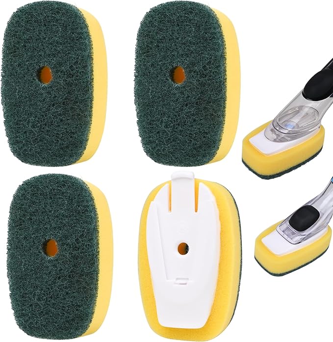 Sponge Brush Refills for OXO Dish Brush, 4 Pack Soap Dispensing Dish Refills by RIMAY