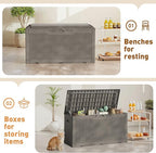 Greesum 100 Gallon Resin Deck Box Large Outdoor Storage Boxes with Cushions for Garden Tools, Patio Furniture Pillows, Pool Supplies, Light Coffee - Image 6