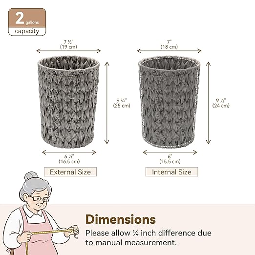 GRANNY SAYS Small Wicker Trash Can, 2 Gallon Bathroom Waste Basket, Small - Image 7