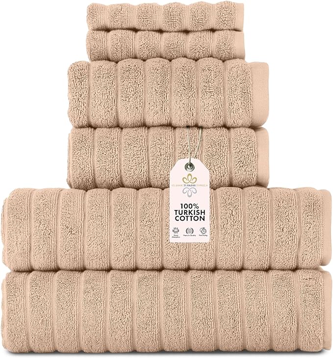 Classic Turkish Towels CTT Luxury 6 Piece Towel Set, 100% Turkish Cotton by ClassicTurkishTowels