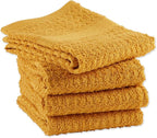 DII Basic Terry Collection Waffle Dishtowel Set, Solid Honey Gold, 4 Piece - Image 3