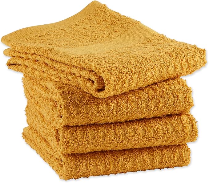 DII Basic Terry Collection Waffle Dishtowel Set, Solid Honey Gold, 4 Piece - Image 3