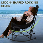 Oversized Rocking Camping Chair with Headrest & Cup Holder - 400lbs Capacity, 600D Oxford Fabric, Easy Fold Portable Outdoor Rocker Chair for Camping, Backyard, Beach, Deep Gray - Image 6