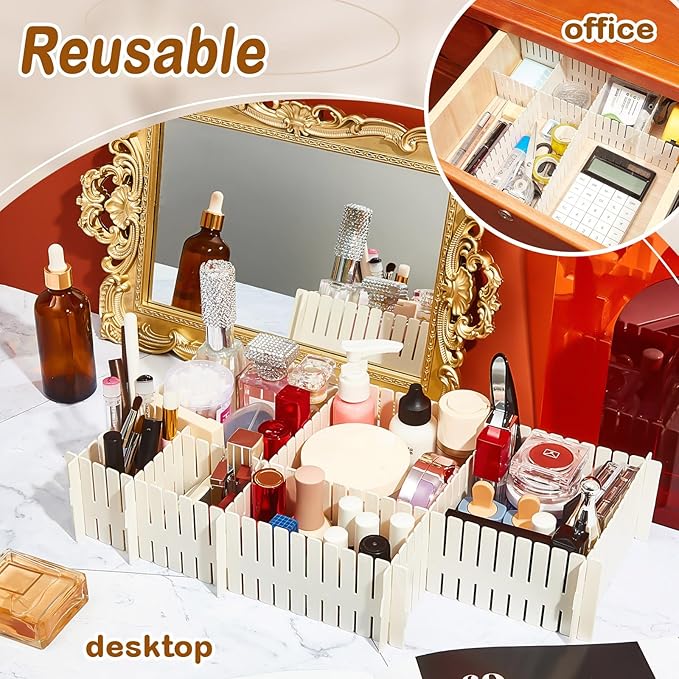 Vesici 80 Pcs Drawer Dividers Adjustable Plastic Organizer DIY Separators - Image 6