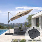 PURPLE LEAF 8 Feet Outdoor Square Cantilever Umbrella Patio Umbrella with Base Aluminum Offset Umbrella with 360-degree Rotation for Garden Deck Pool Patio Taupe - Image 2