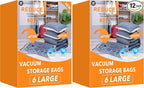 6 Large Vacuum Storage Bags, Plastic Packaging Bags, Space Saver Sealer by GONGSHI