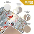 Winter Snowman Dish Drying Mat for Kitchen Counter Red Bird Berry Dishes - Image 4