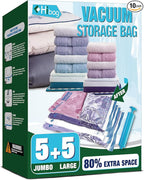 HIBAG Vacuum Storage Bags, 10 Space Saver Bags, Polyethylene, Jumbo & Large by HIBAG