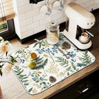 Vintage Herbs Fern Leaves Floral Plant02 Dish Drying Mat - Image 8
