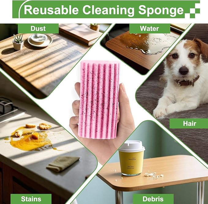 4-Pack Damp Clean Duster Sponge, Duster Baseboard Cleaner Sponge - Image 4