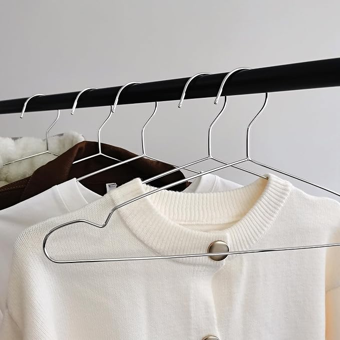 Wire Hangers 100 Pack, Heavy Duty, Space Saving, Stainless Steel, 16.5inches - Image 5