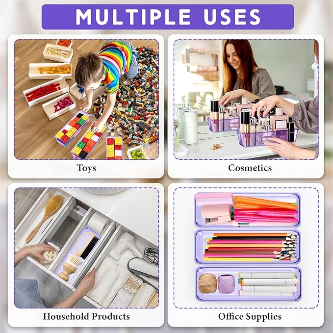 Maitys 12 Pcs Clear Drawer Organizer 9 x 3 x 2 Inches Plastic Rectangle Trays - Image 6