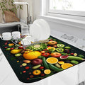 Kitchen Mat Fruits Vegetables Dish Drying Mat 16"x24" Bsorbent Coffee Maker Mat by Unknown