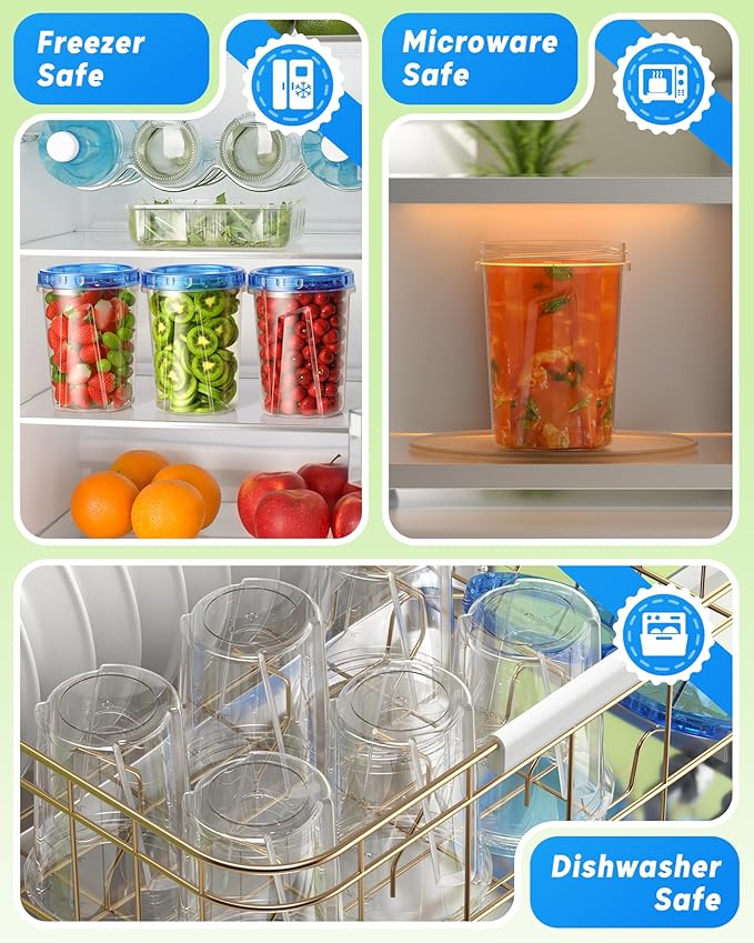 12 Pack-34oz Freezer Storage Containers, Plastic Food Storage Containers - Image 4