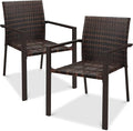 Best Choice Products Set of 2 Stackable Outdoor Wicker Dining Chairs All-Weather Firepit Armchair w/Armrests, Steel Frame for Patio, Deck, Garden, Yard - Brown by BestChoiceProducts