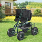 VEVOR Garden Seat with Wheels, Rolling Garden Stool with Height Adjustable & 360° Swivel Seat, 400lbs Weight Capacity, Gardening Cart Bench, Ergonomic Backrest & Tool Storage, for Yard, Patio - Image 8