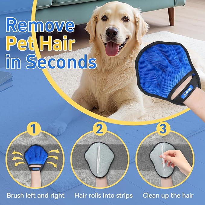 Pet Hair Removal Glove for Dogs & Cats, Electrostatic Five-Finger Hair Remover - Image 2