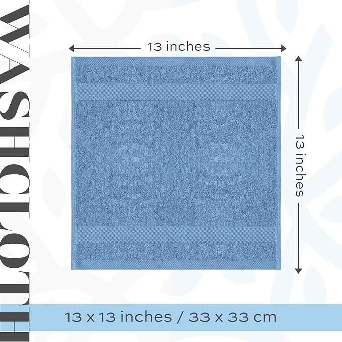 White Classic Luxury Cotton Washcloths 13x13 Inch - Image 4