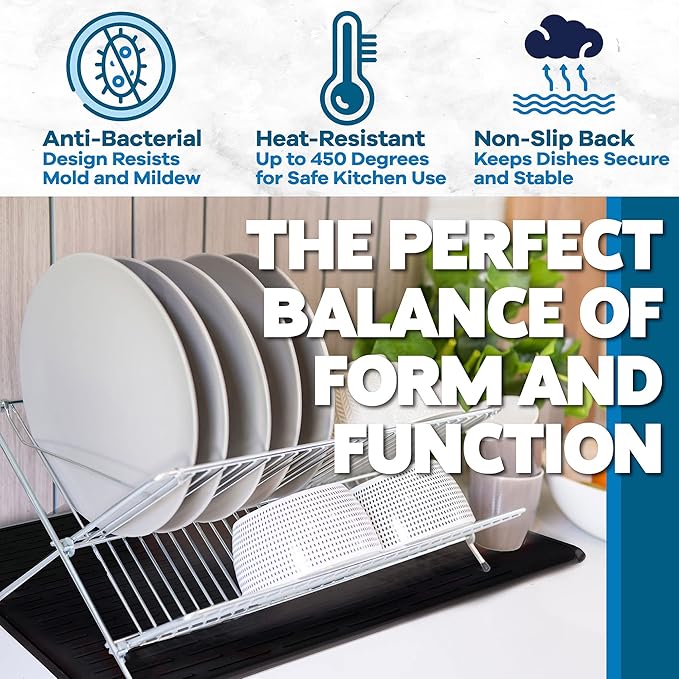 Large Silicone Dish Drying Mat for Kitchen Counter or Under Sink, Waterproof - Image 4